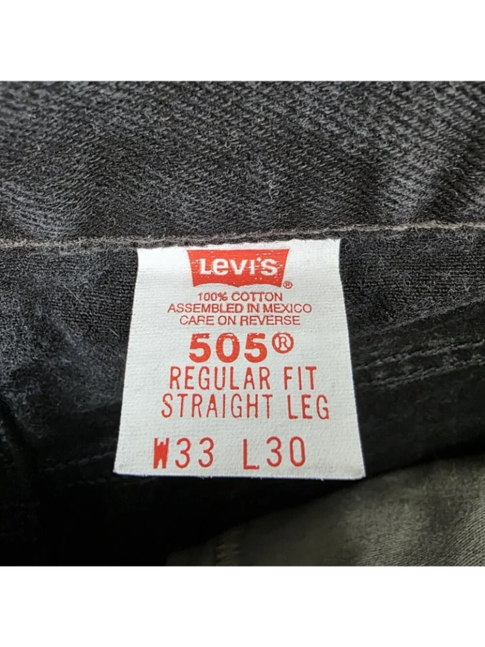 Levi's 505 Jeans Mens 33x30 Black Regular Fit Straight Denim Red Tab 1999